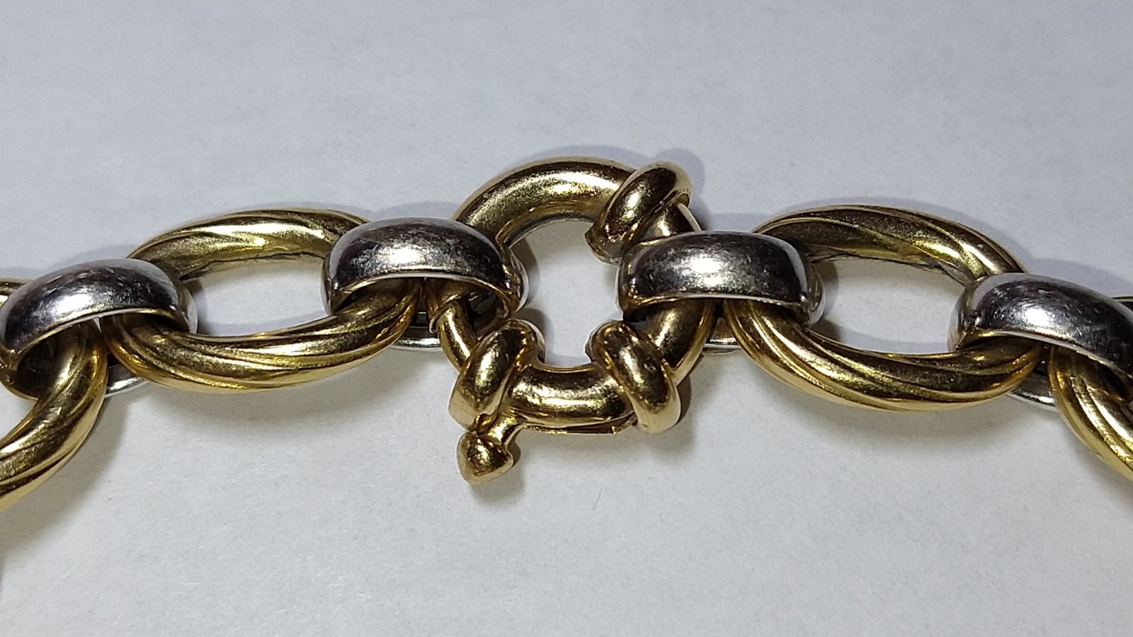 18k white and yellow gold Italian 10.8mm bracelet 20.42 grams – 7.25″