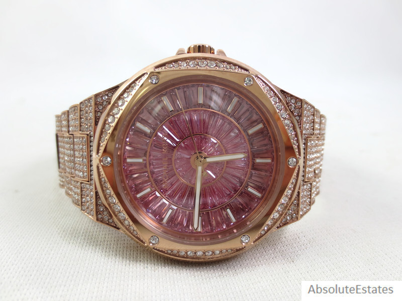 NEW Michael Kors Lennox Pave Glitz Pink Crystal Rose Gold Watch MK6992 NWT + Box