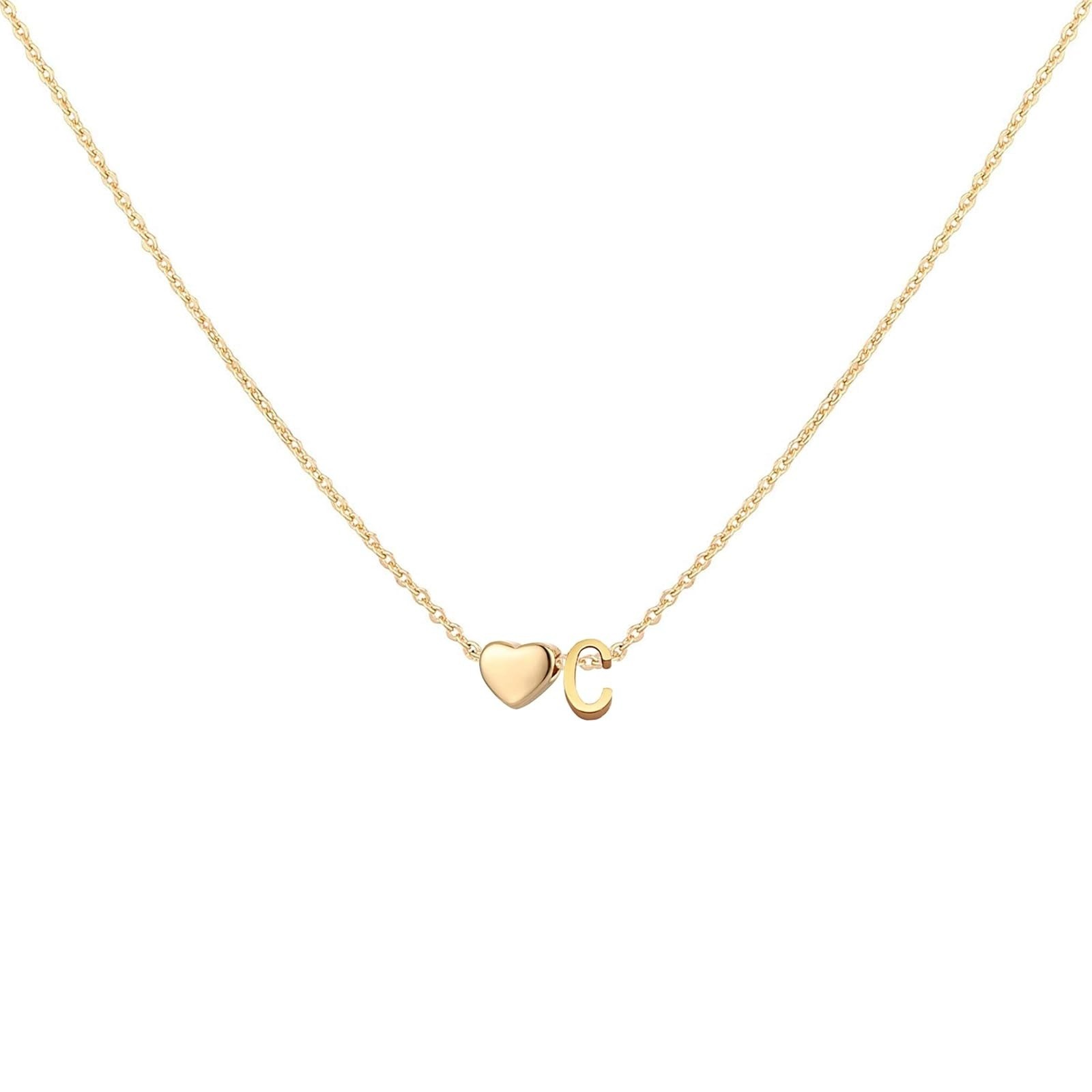 Glimmerst Initial Heart Necklace 18K Gold Plated Personalized Jewelry