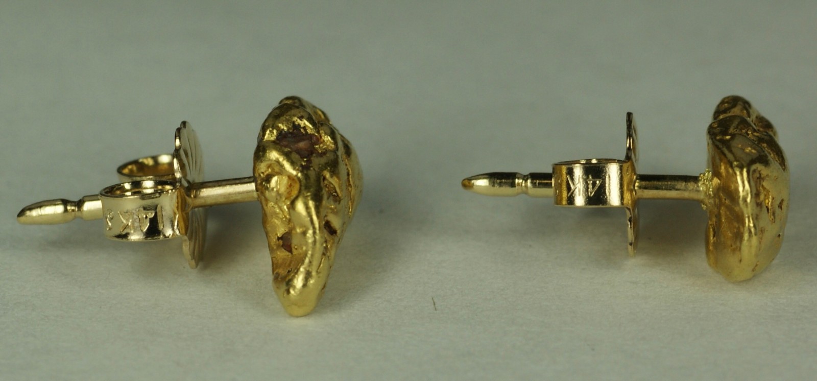NATURAL GOLD NUGGET EARRINGS Studs w/ 14K Posts From Vintage Estate 3.17g