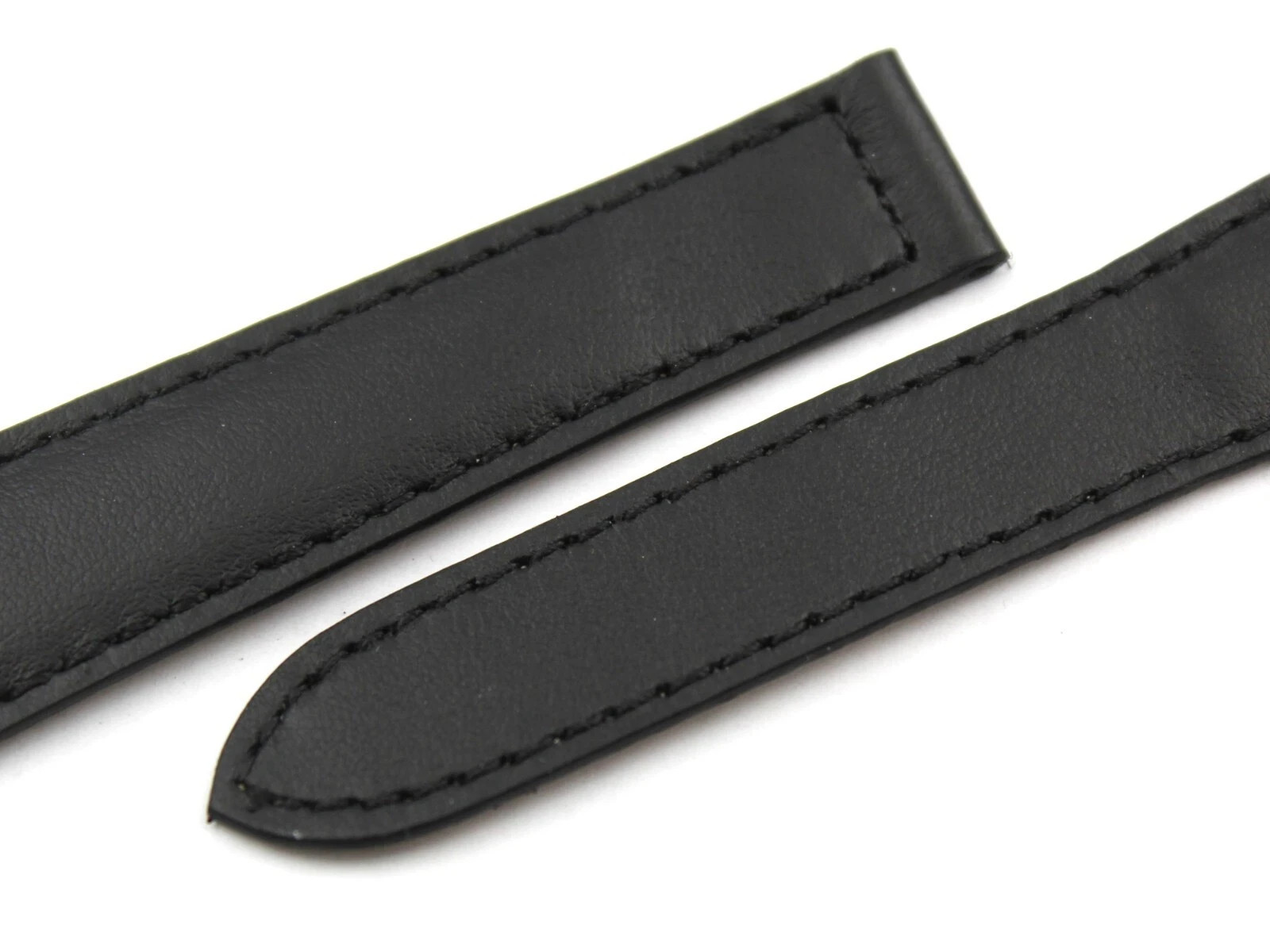 Genuine Black Leather Strap 19/14mm Handmade Made Italy Deployant High Quality