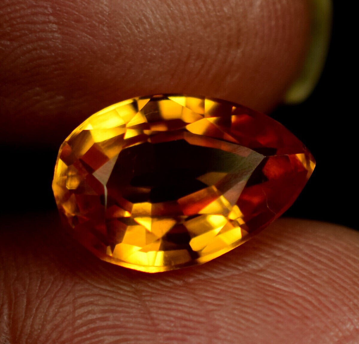 6.65 Ct+ Nice Color Natural Fire Orange Spessartite Garnet Namibia Pear Gemstone