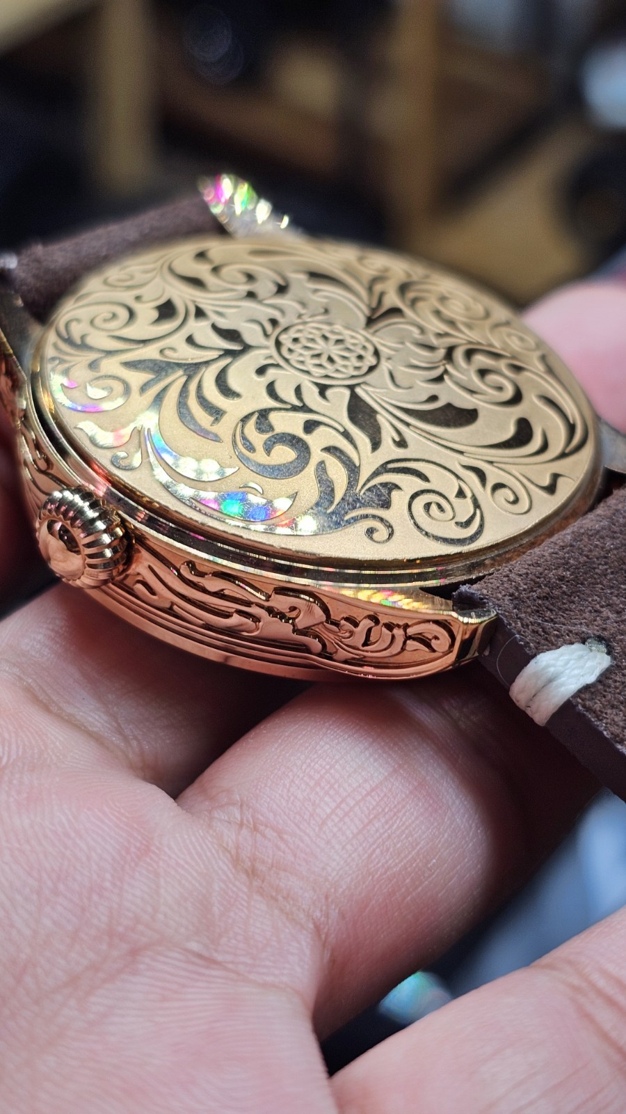 Tevise Raksa Duke T890DF Mechanical Watch 3D Koi Fish Dial, With New Suede Strap