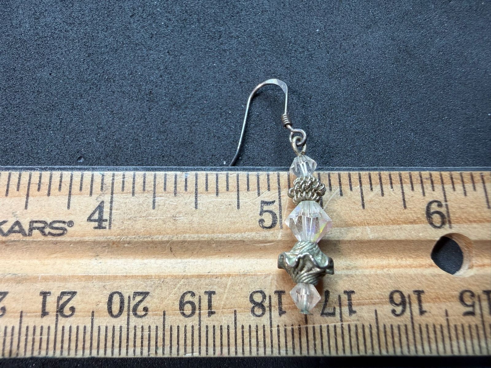 3.01g Vintage Sterling Silver 925 Drop Earrings Faceted Bead Dangle Design