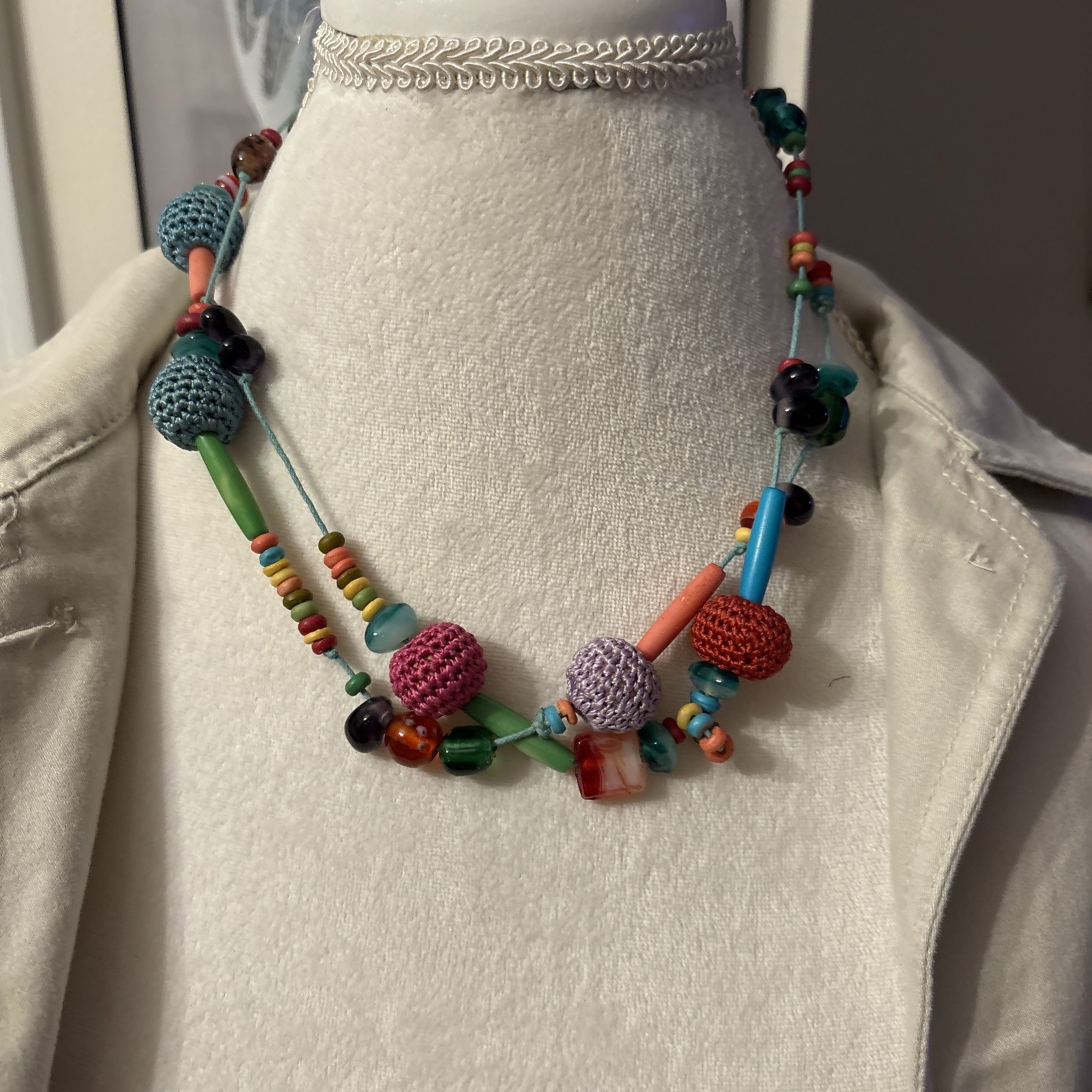 Colorful Beaded Wrap Necklace