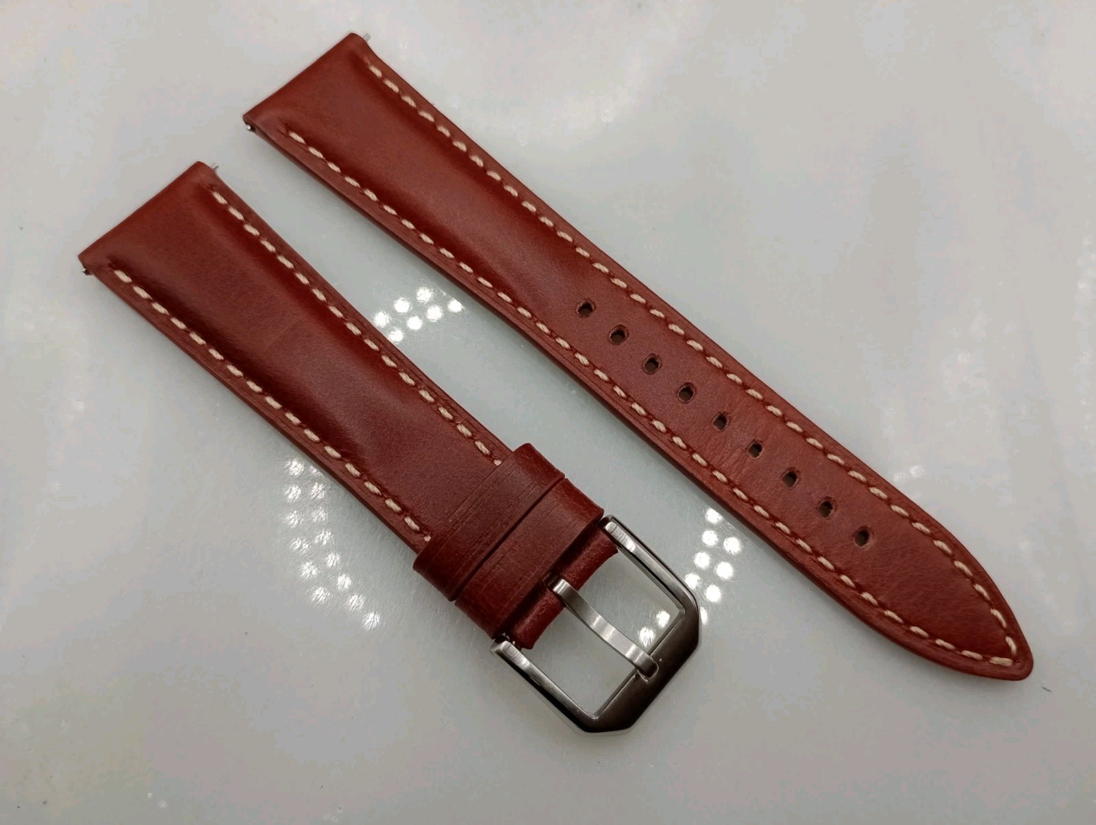 New 20mm Geckota Watchgecko Padded Calf Leather Brown Watch Strap 6B122