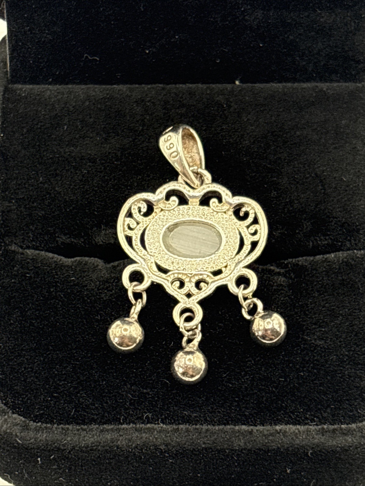 990 Pure Silver European Jewelry Vintage 1/1 Anniversary Birthday Gift Pendant