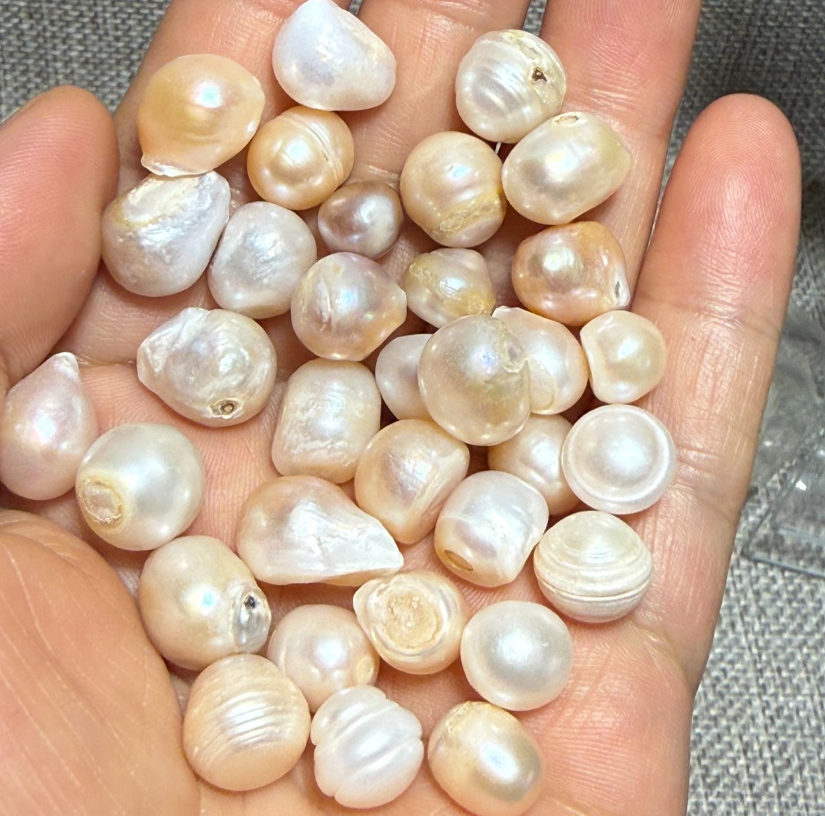 50g 35PCS 7-9mm Natural Cultured Pearl Loose Beads Baroque White Freshwater DIY