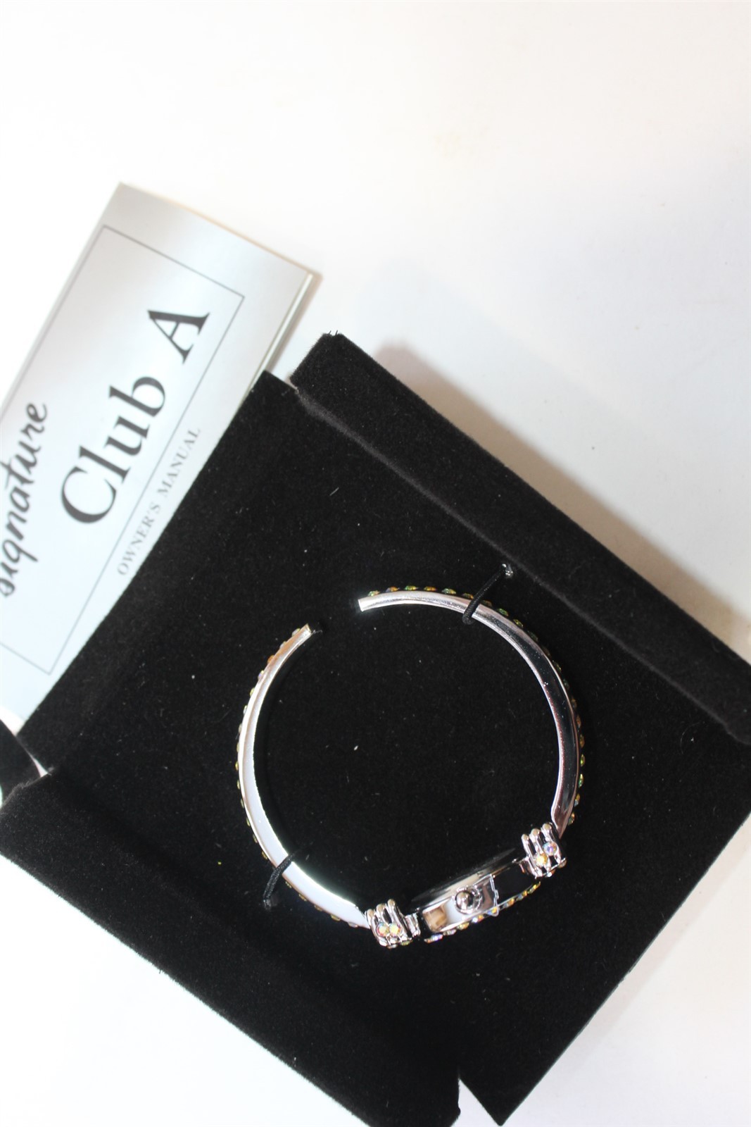 Women’s Wrist Watch Flex Dangle Silver-Tone Finish Rainbow Stones