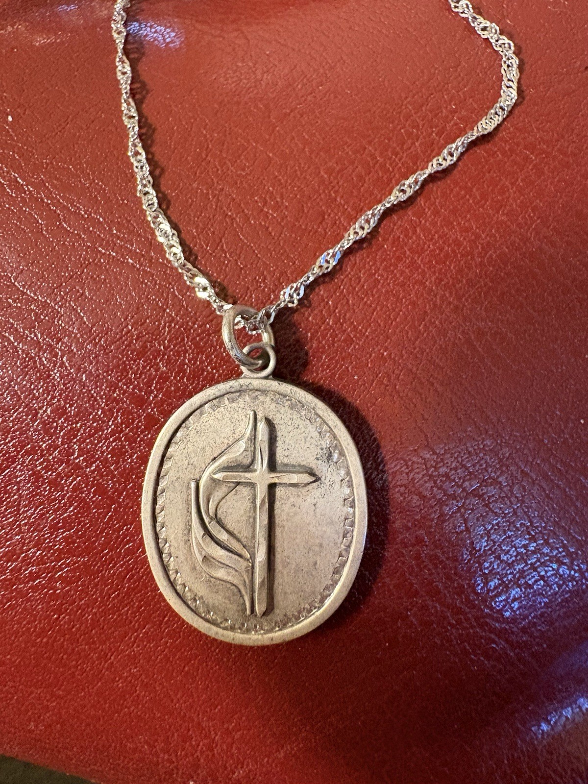 First Methodist Church Pendant & 20 Inch Sterling Silver Chain Necklace