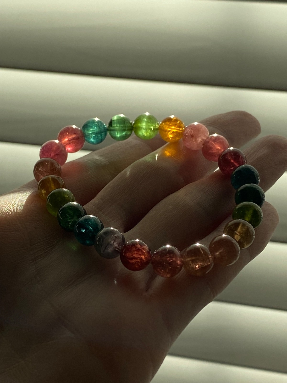 Certified Natural Multicolor Tourmaline Bracelet 8.4mm Rainbow Gemstone 6.5″