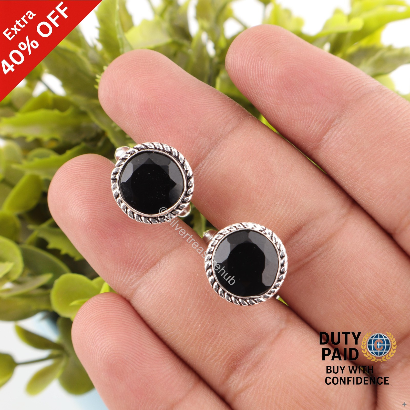 Natural Black Onyx Mens Gifts Art Deco Classic Luxury Cufflinks Sterling Silver