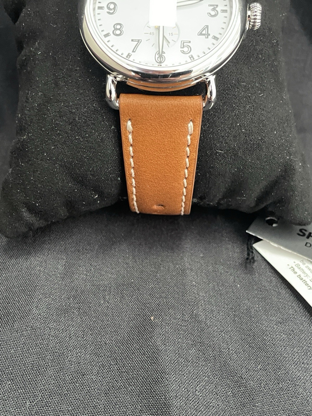 Men’s Shinola Runwell Argonite 1069 Cream Dial Brown Strap Quartz Watch 47mm NWT