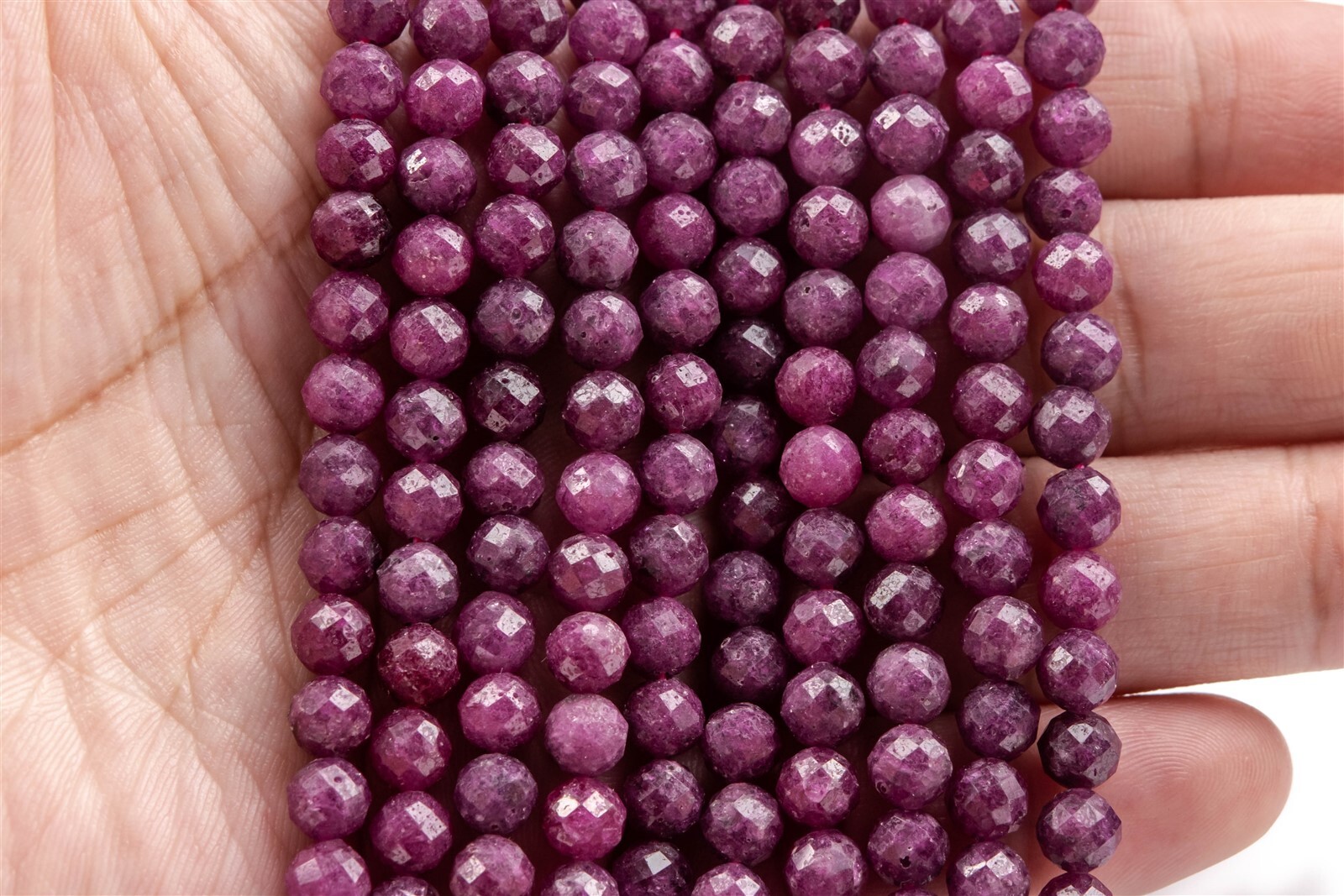 5-6MM Genuine Natural Purple Red Ruby Beads Grade AA+ Faceted Round Loose Beads