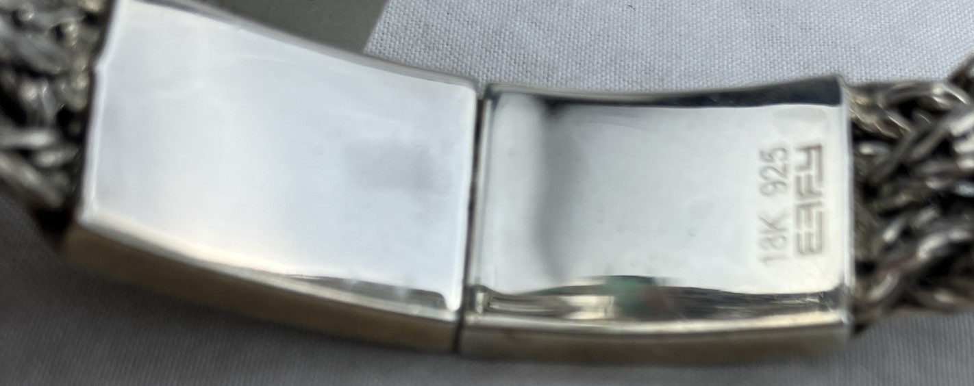 $1.6 K NWT NOS Effy Sterling 18k Braid Bracelet Thick 50 G Cabochon Southwest