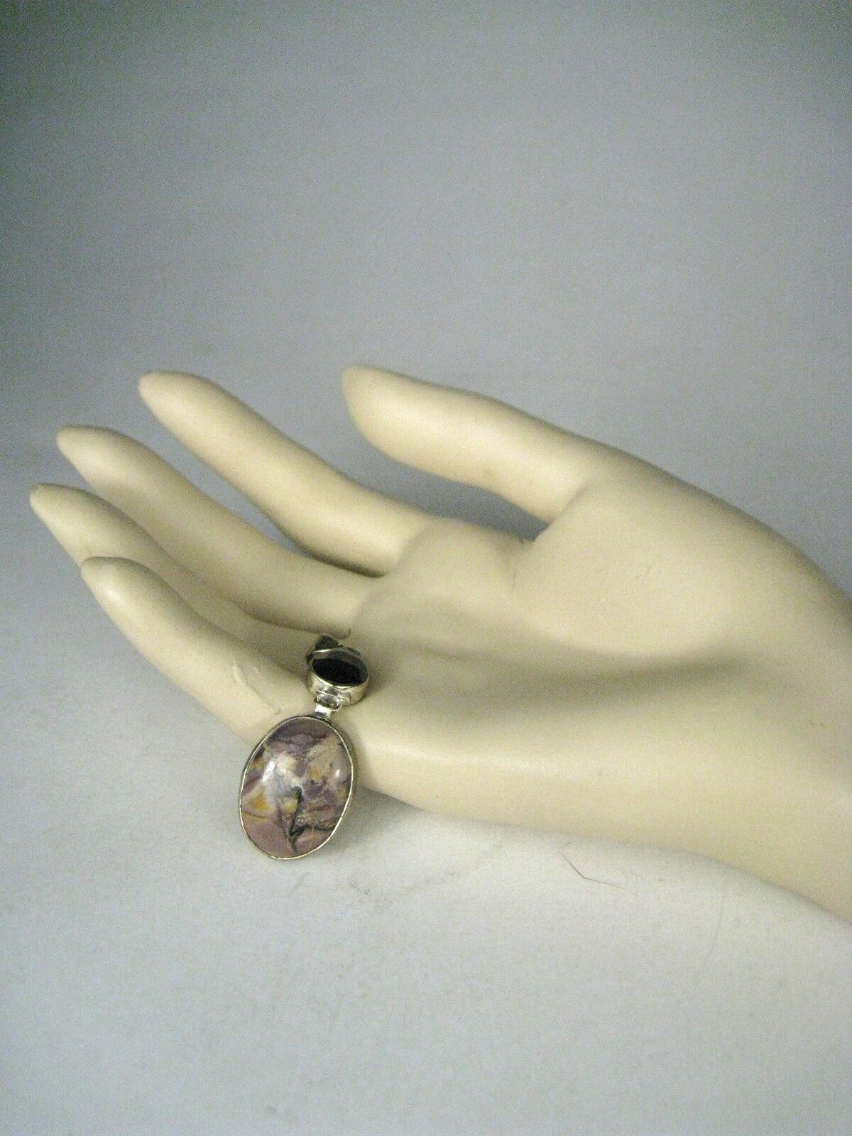 Agate Stone Pendant ONLY Sterling Silver 925 Red Pink 2 Inch Jewelry Dangle