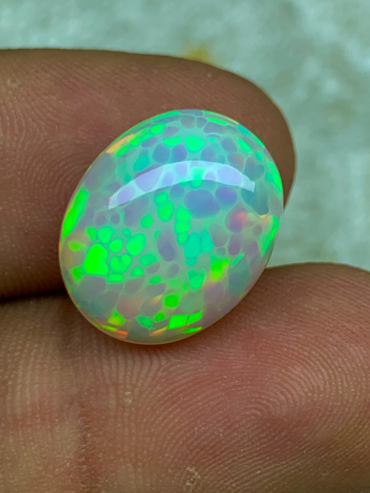 Natural Ethiopian Welo Opal 9.4ct Oval Cabochon Honeycomb Pattern Loose Gemstone