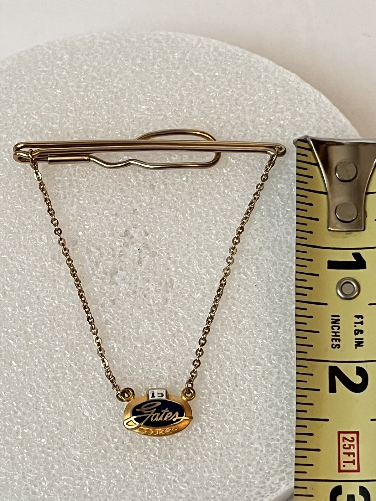 12k GF Gates Corporation Denver CO Tie Clasp, 10K Gold Medallion 15 Year Award