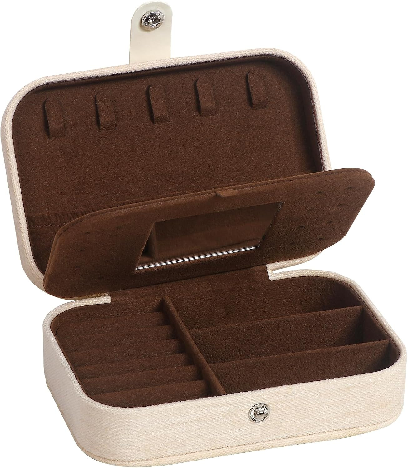 Travel Jewelry Box, PU Leather Small Jewelry Organizer for Women Girls, Double L