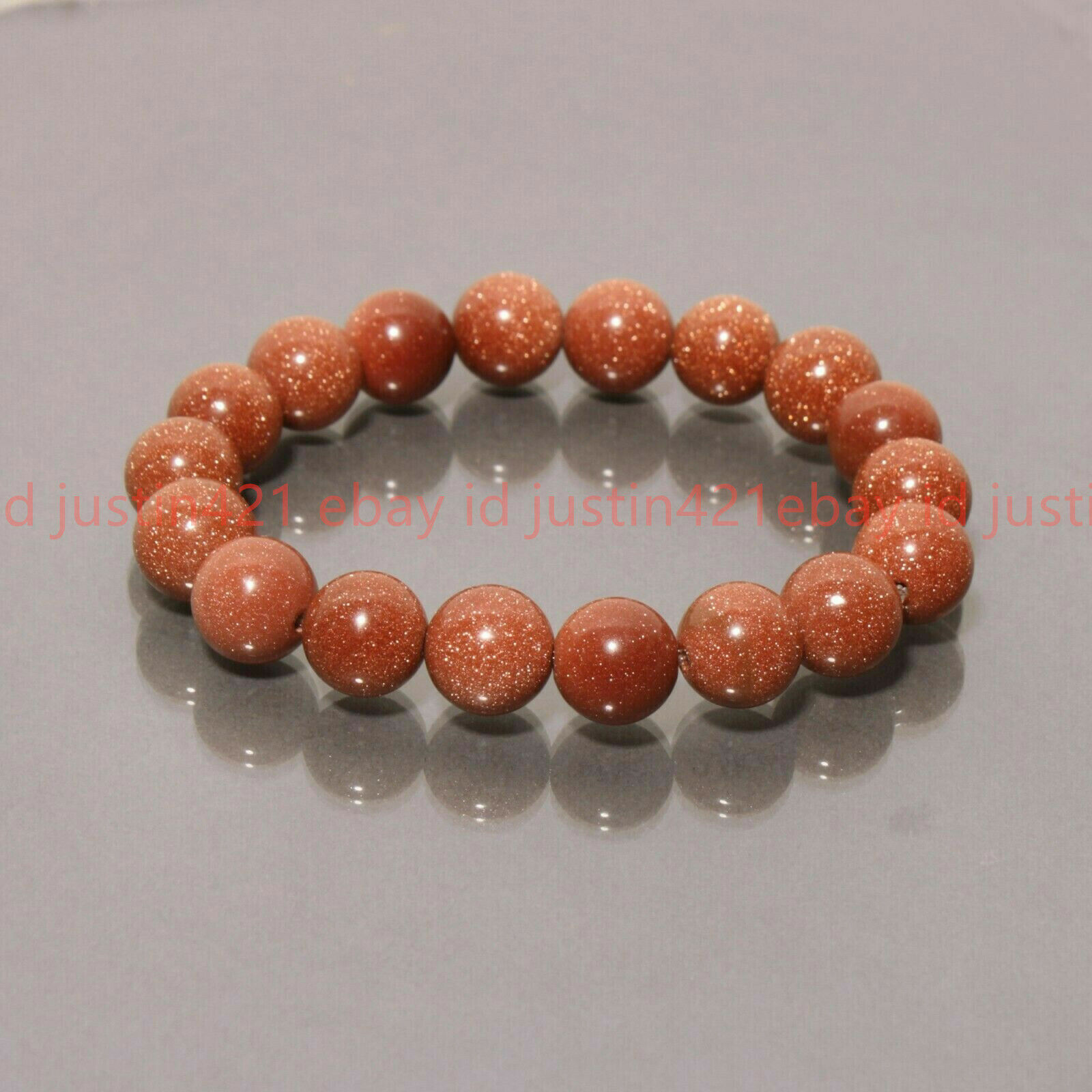 Fashion 8/10/12mm Natural Gold Sandstone Round Gems Beads Elastic Bracelets 7.5″