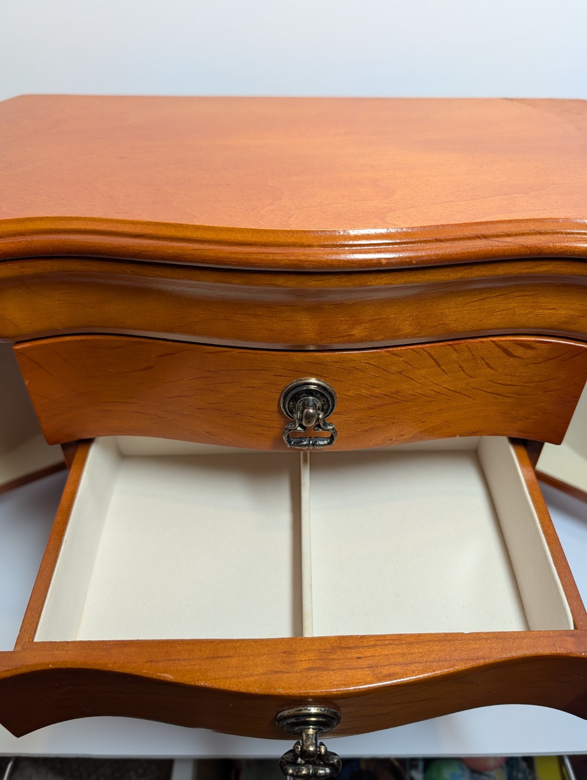 Vintage Solid Wood Jewelry Cabinet – Table Top Armoire 15.5”x13”x8.25” Nice!