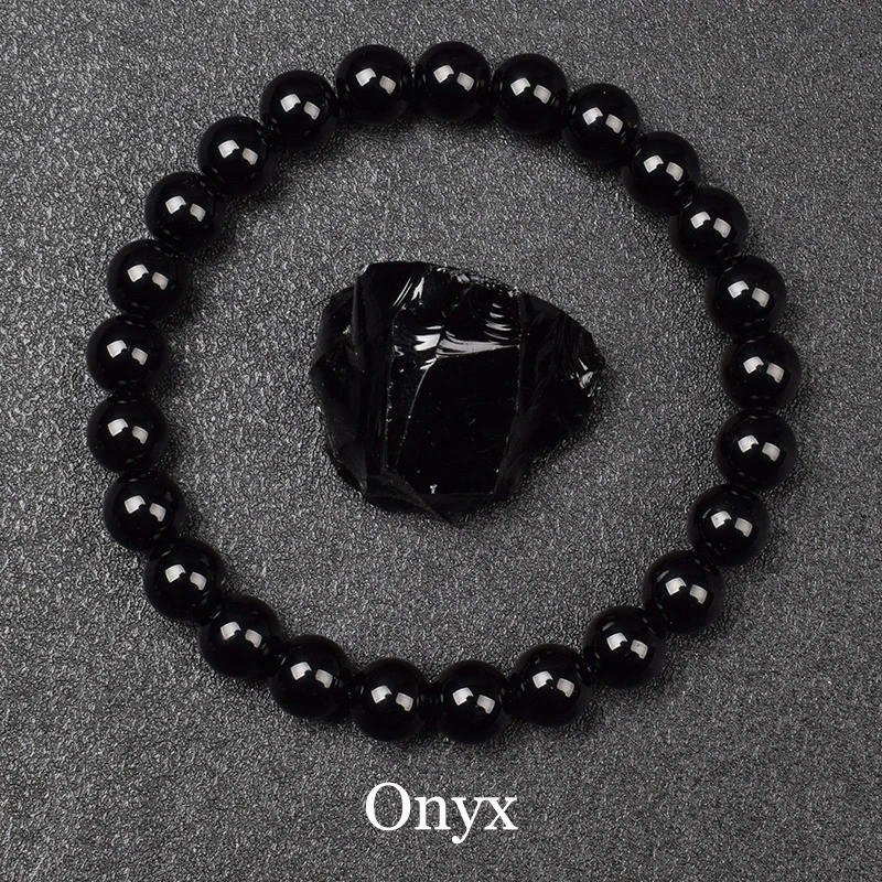 6/8mm Beaded Handmade Balance Bracelet Round Rainbow Obsidian Bead Healing Reiki
