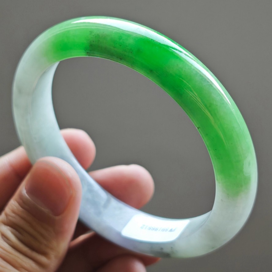 61mm Natural Green Purple Jadeite Jade Bangle Bracelet Burma Jade Bangle 3231