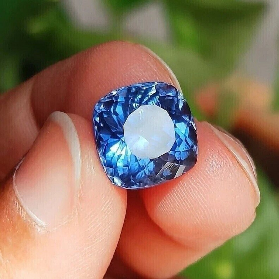 Natural Blue Sapphire 14.85 Ct Flawless Ceylon Cushion Certified Gemstone