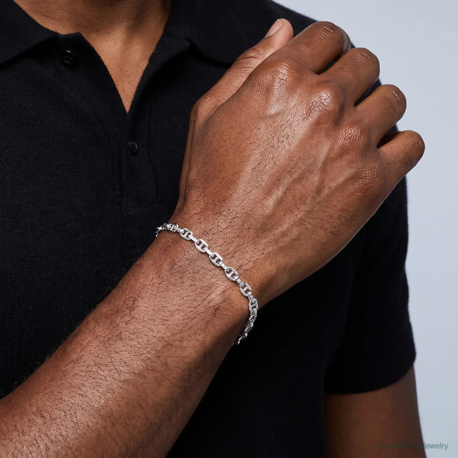 Sterling Silver Pol. And Diamond-Cut 3.75mm Mariner Link Chain Bracelet 7″-8″
