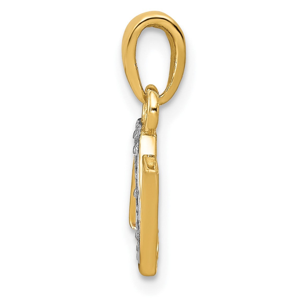 14k Yellow Gold and Rhodium Polished .01ctw Diamond Initial N Pendant