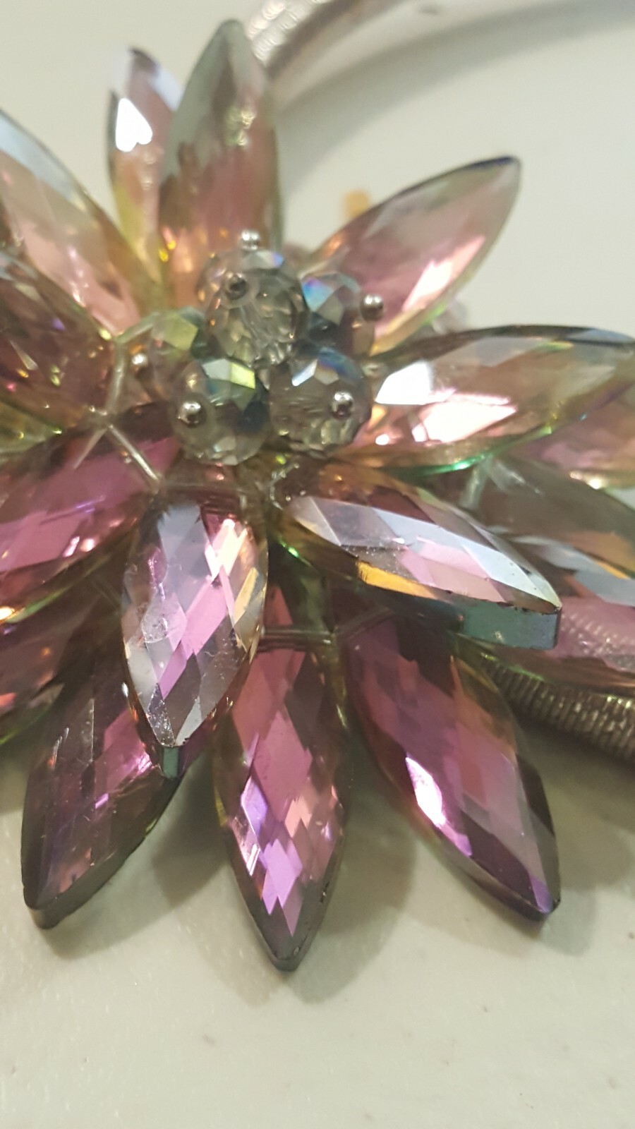 Shades of Purple Iridescent Flower Burst Statement Necklace