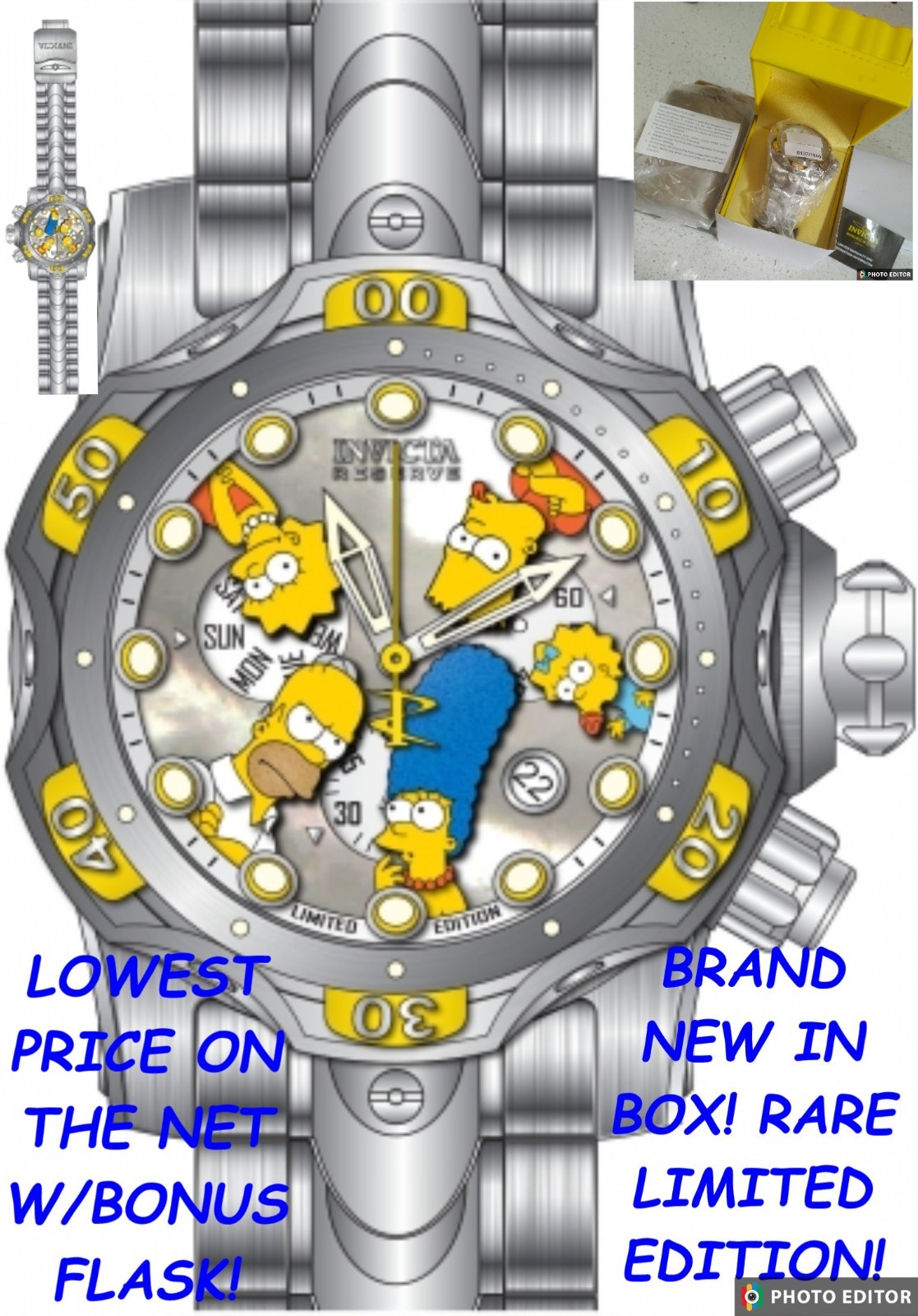 NEW 1000M DIVE CHRONOGRAPH Invicta Simpsons Reserve Model 37008