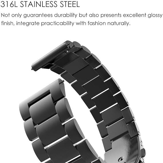 Band For Galaxy Watch 3 41mm 20mm Stainless Steel Metal Replacement Wrist Bands