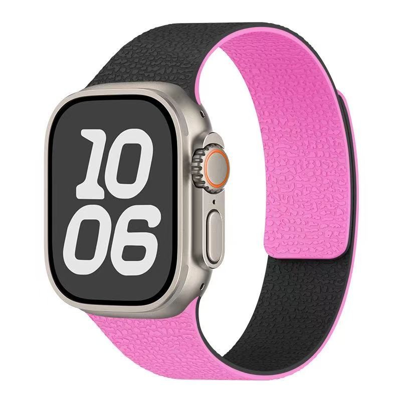 For Apple Watch-S1-11/Ultra/SE-Litchi Pattern Magnetic Silicone Strap