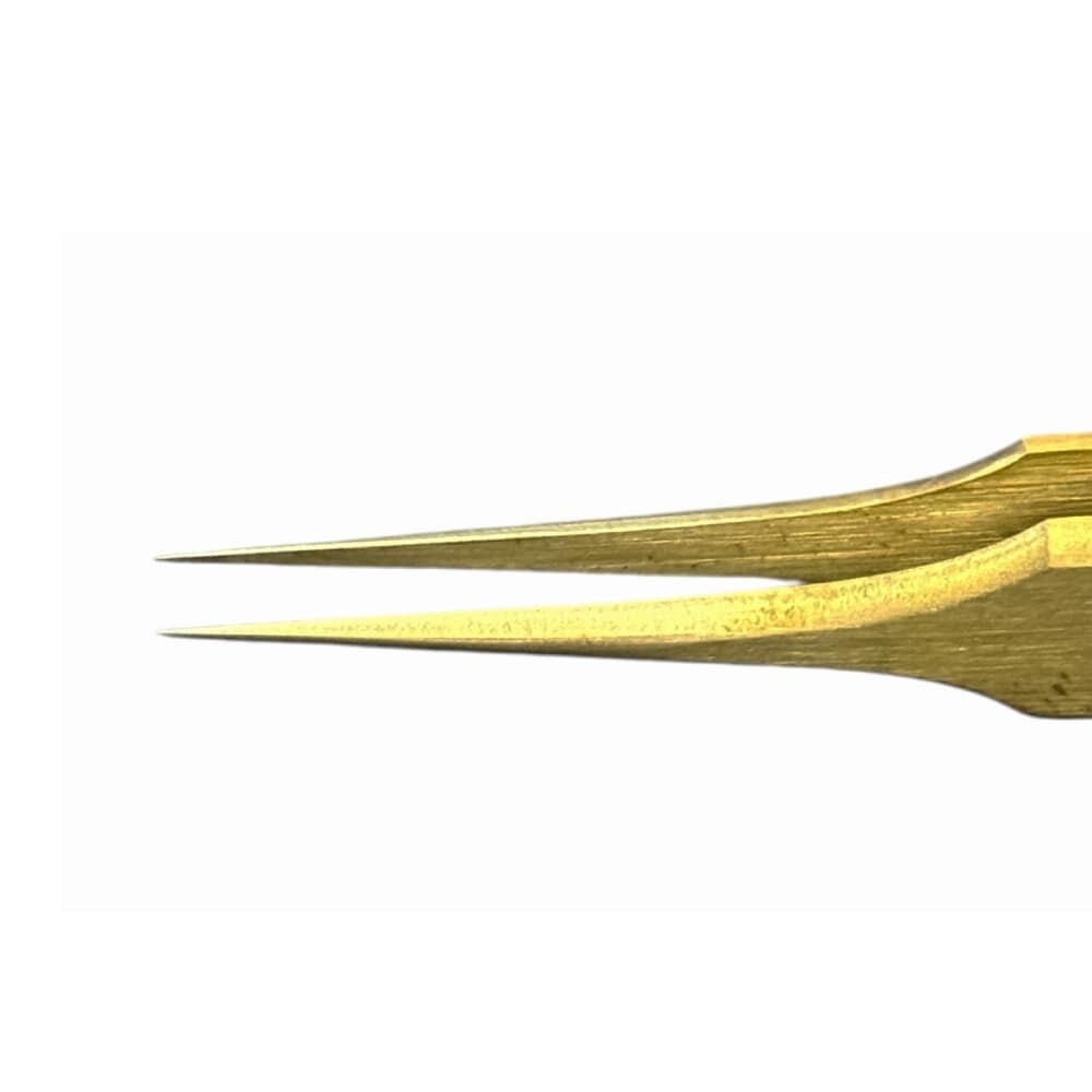 Horotec MSA12.303-4 brass tweezer with long and fine tips for hairsprings, 110mm