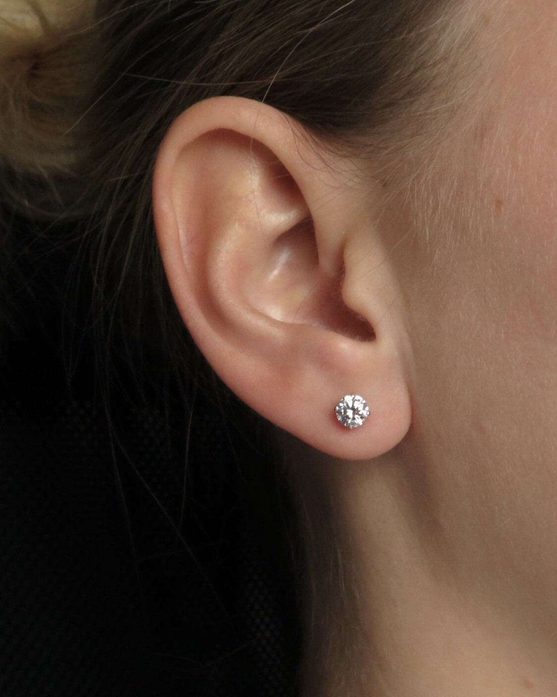 1/2 Ct Round Cut VVS1/D Lab Created Stud Earrings 14k White Gold Push Back 5mm