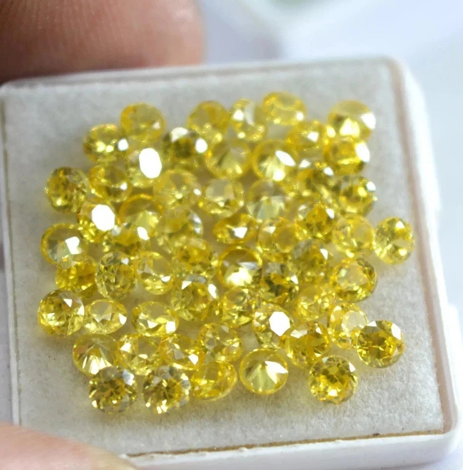 Natural Yellow Sapphire 4 mm Cut Round 100 Piece Certified Loose Gemstone Lot