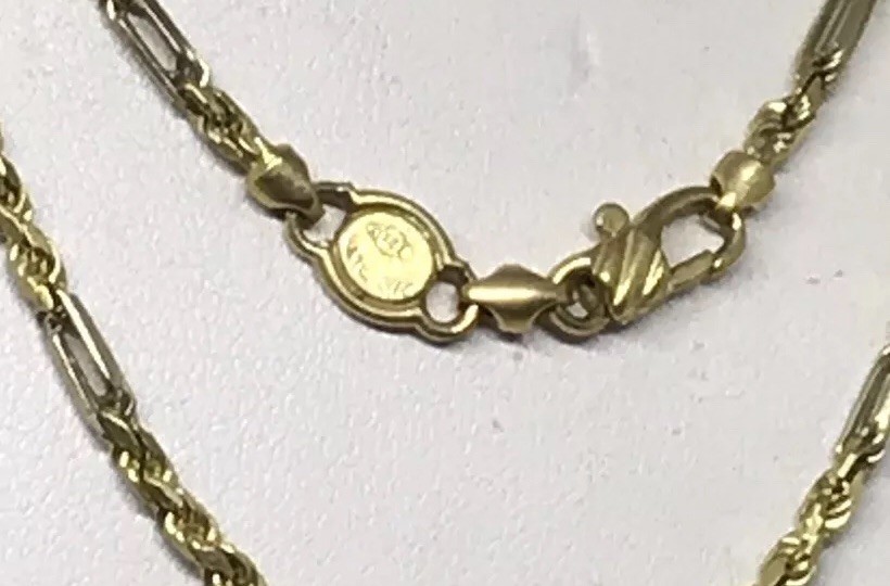 GOLD 14k chain figarope Yellow White Italy 22” Inch 2mm 14.5g