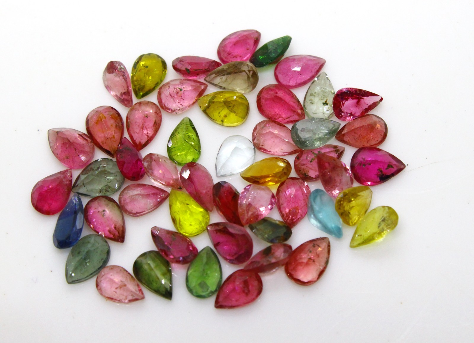 Multi Tourmaline Faceted Pear Shape Gemstones – 17.60 Ct | 4x6mm | 49 Pcs Lot