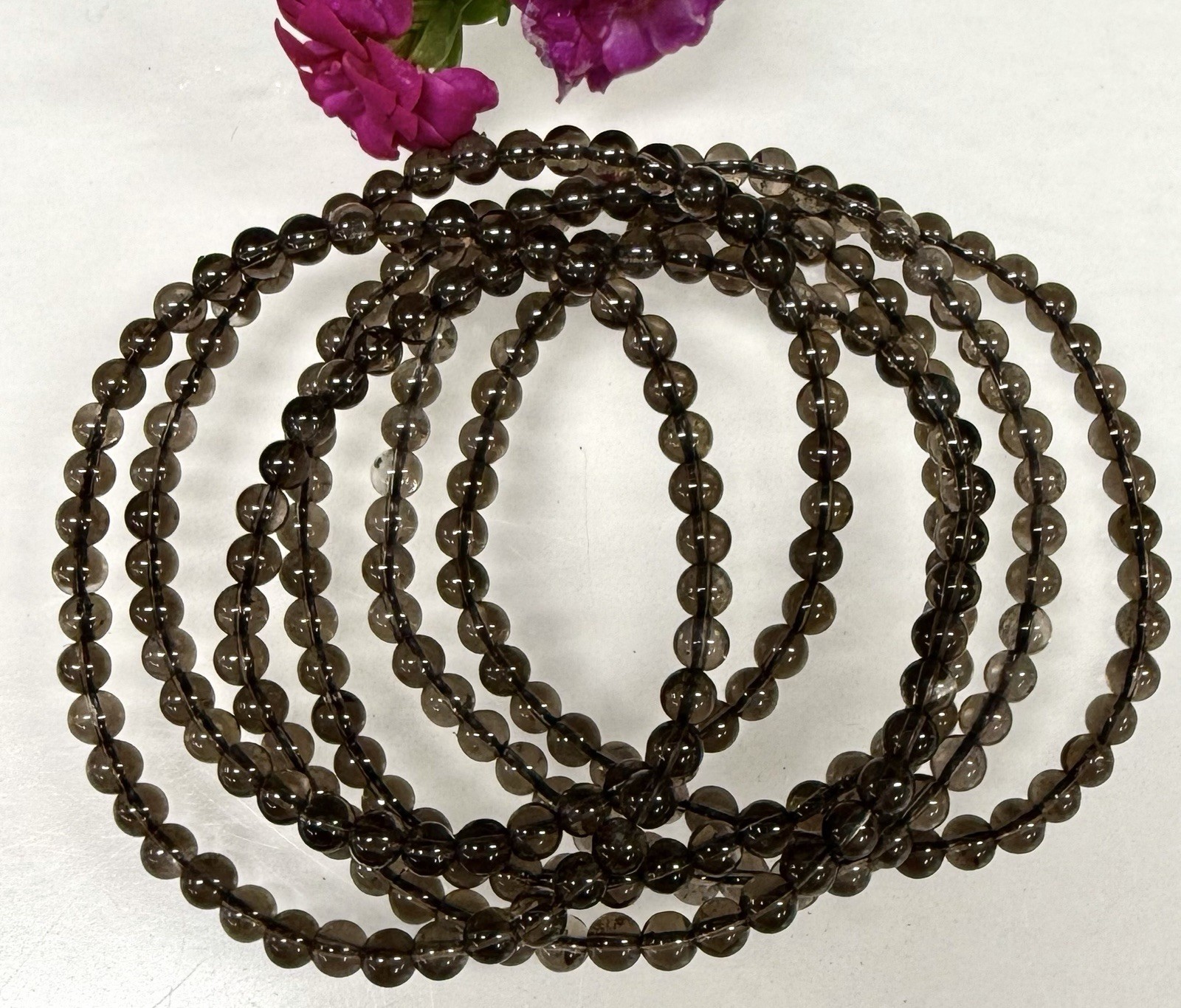 Wholesale 6 Pcs Natural Smoky Quartz 4mm 7.5” Stretch Bracelet Crystal