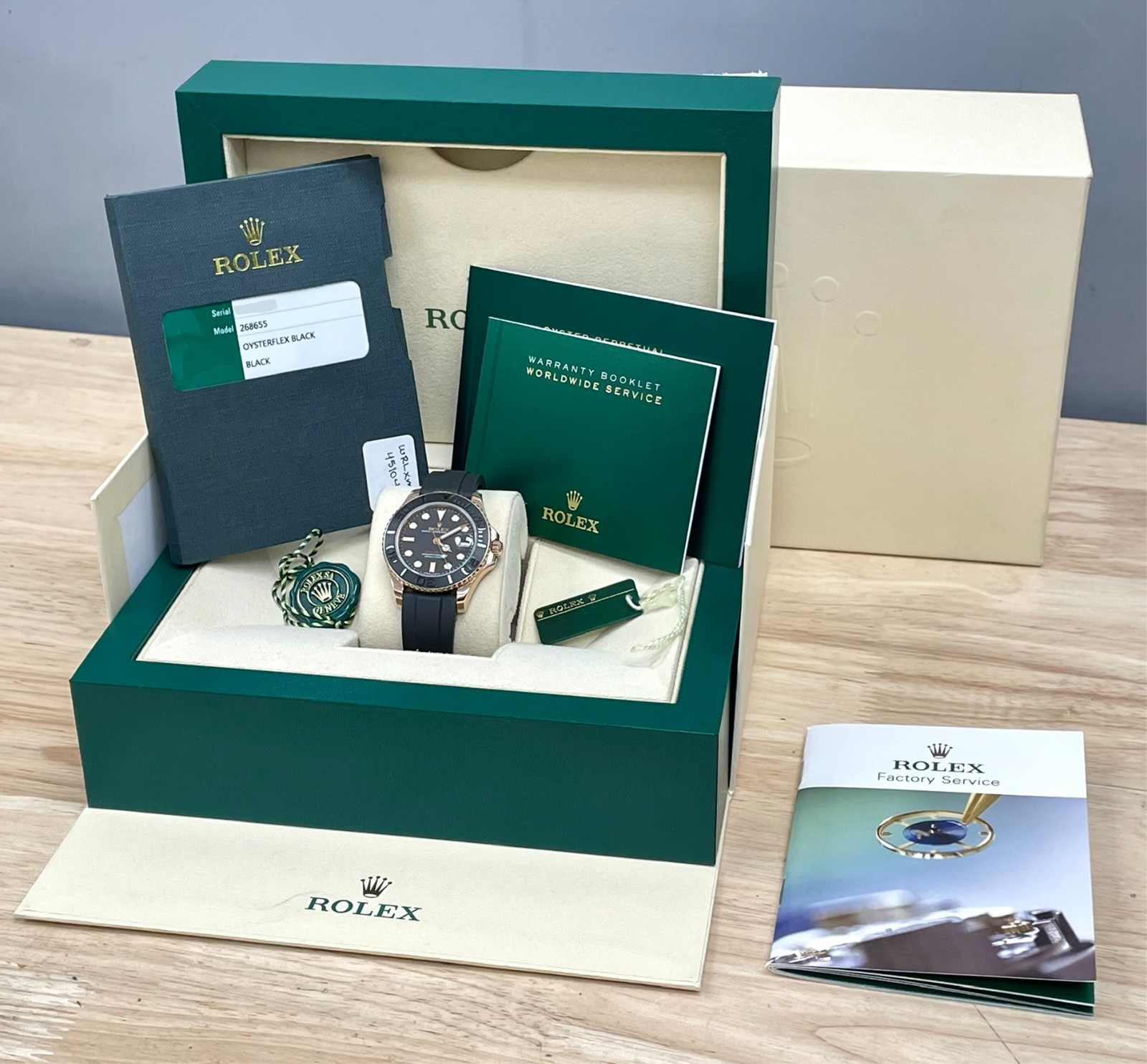 Rolex Yacht-Master 268655 Rose Gold On Oysterflex 2015 Full Set 37mm
