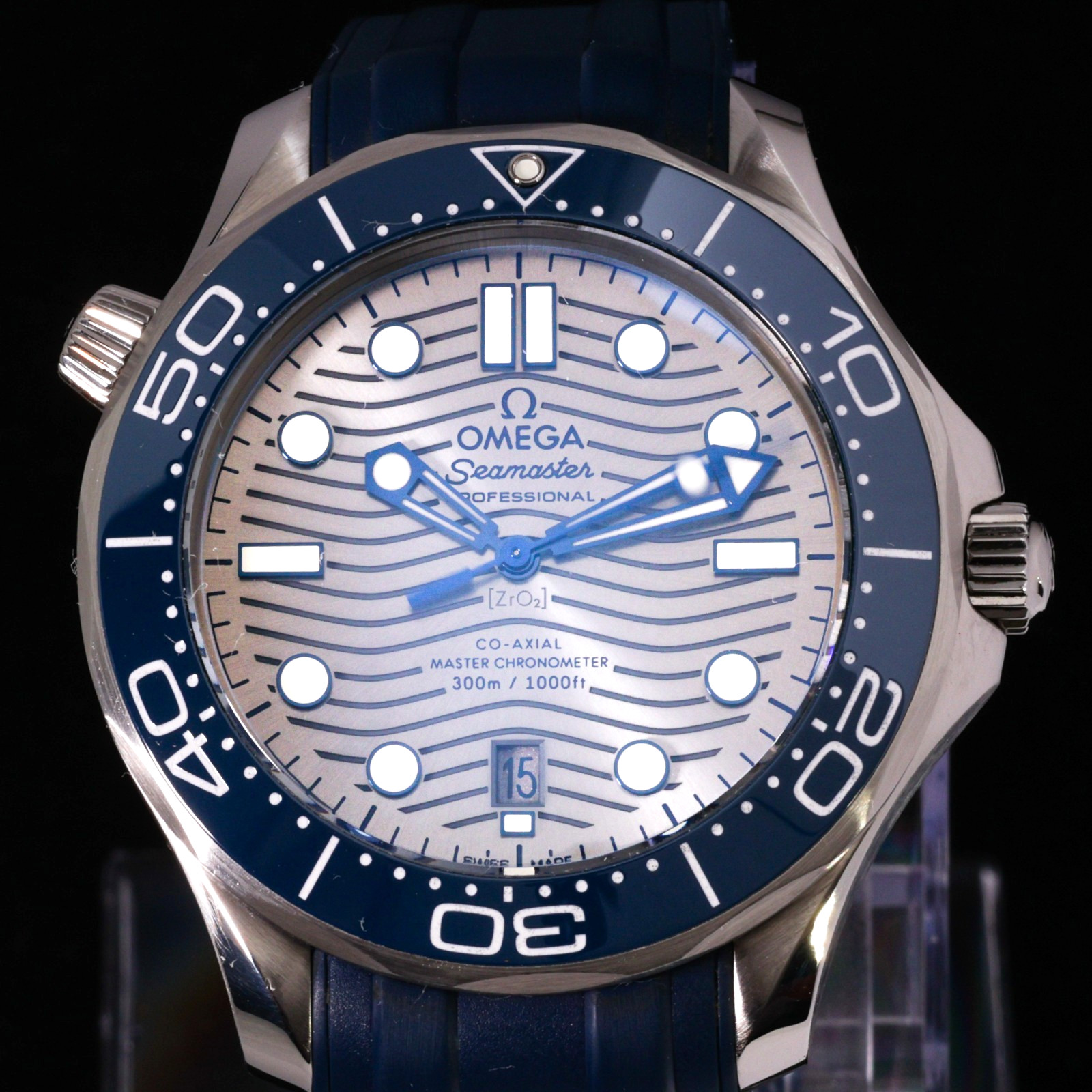 OMEGA Seamaster Diver 300M Gray Wave Blue Rubber Full Set 210.32.42.20.06.001
