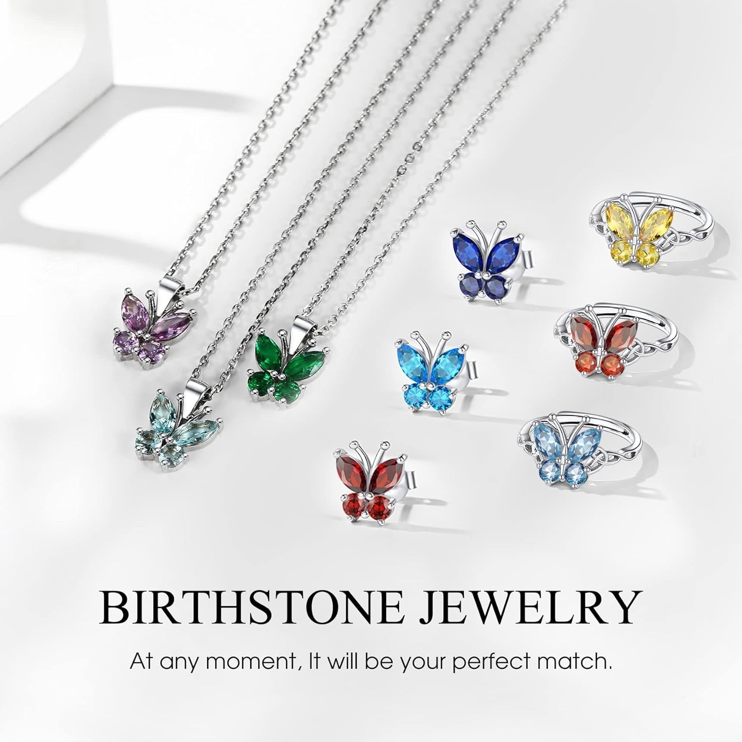 Elegant Gold Butterfly Studs with Created Sapphire – Perfect for Every Occasion