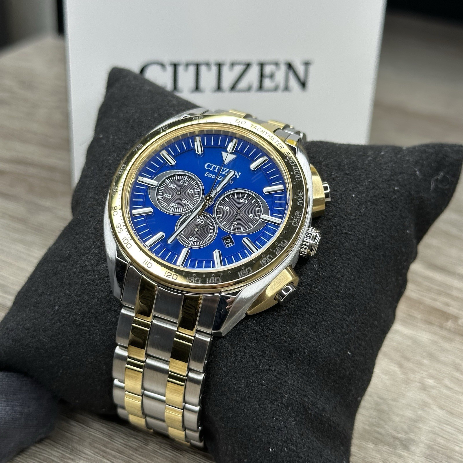 NEW✅ Citizen Carson Blue Dial Tachymeter Two Tone Steel Men’s Watch CA4544-53L