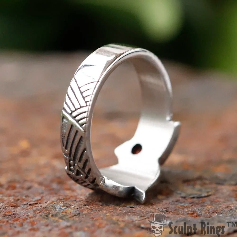 Sculpt Rings™ Viking Wolf Ring Red Stone Nordic Jewelry Stainless Steel