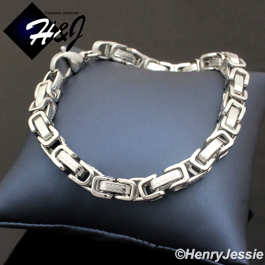 18″-40″MEN Stainless Steel 6.5mm Silver Byzantine Box Link Necklace Bracelet SET