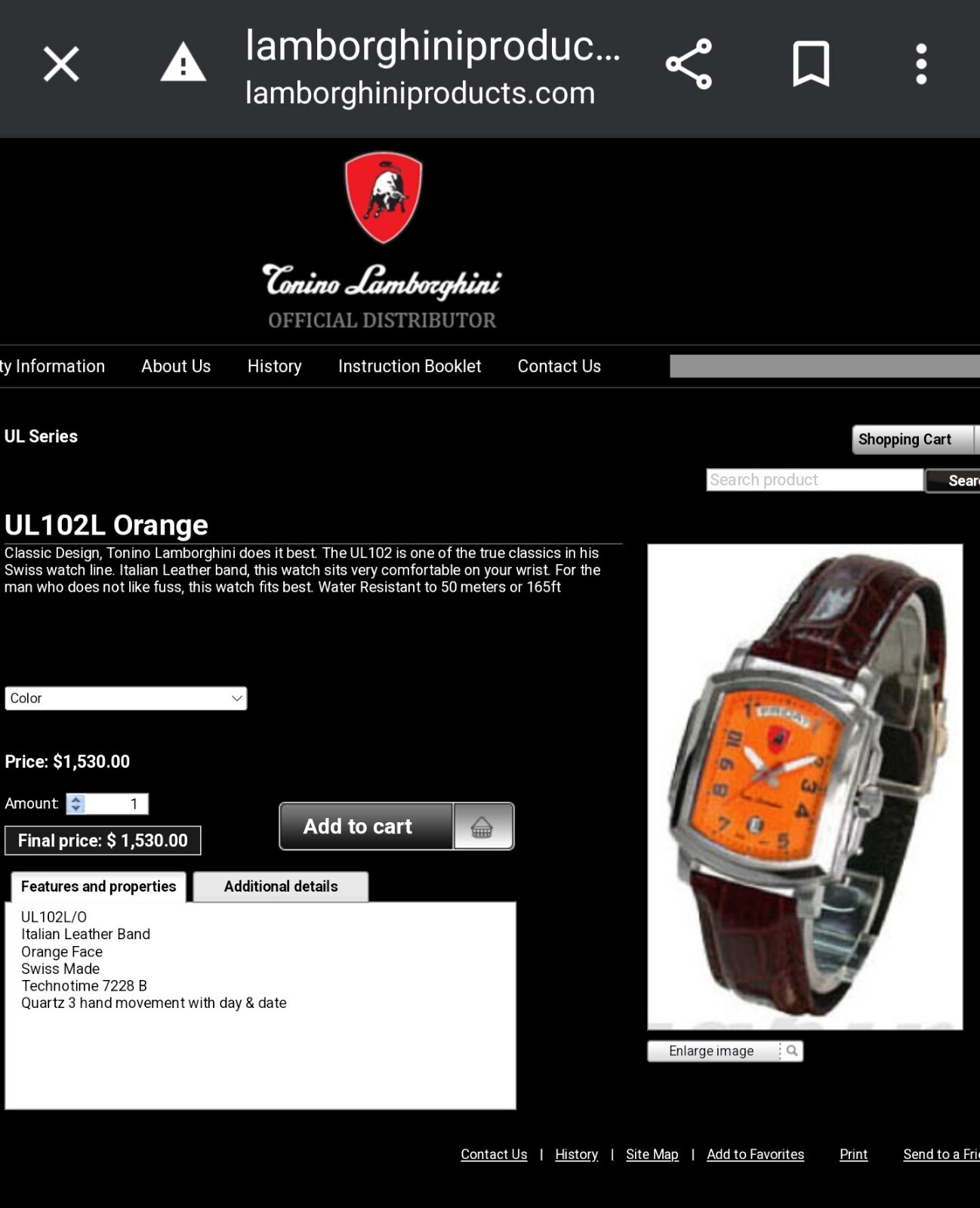Tonino Lamborghini – UL102L OrangeWatch 7.5 Inch Wristband