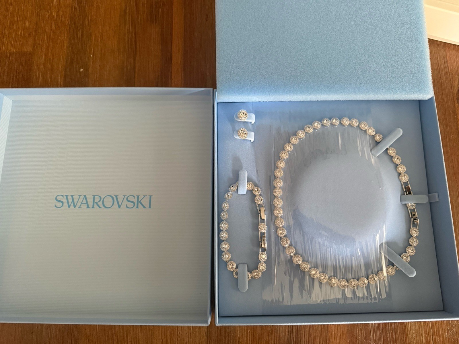 SWAROVSKI Una Angelic Rhodium Plated Necklace, Earring, & Bracelet Set (5367853)