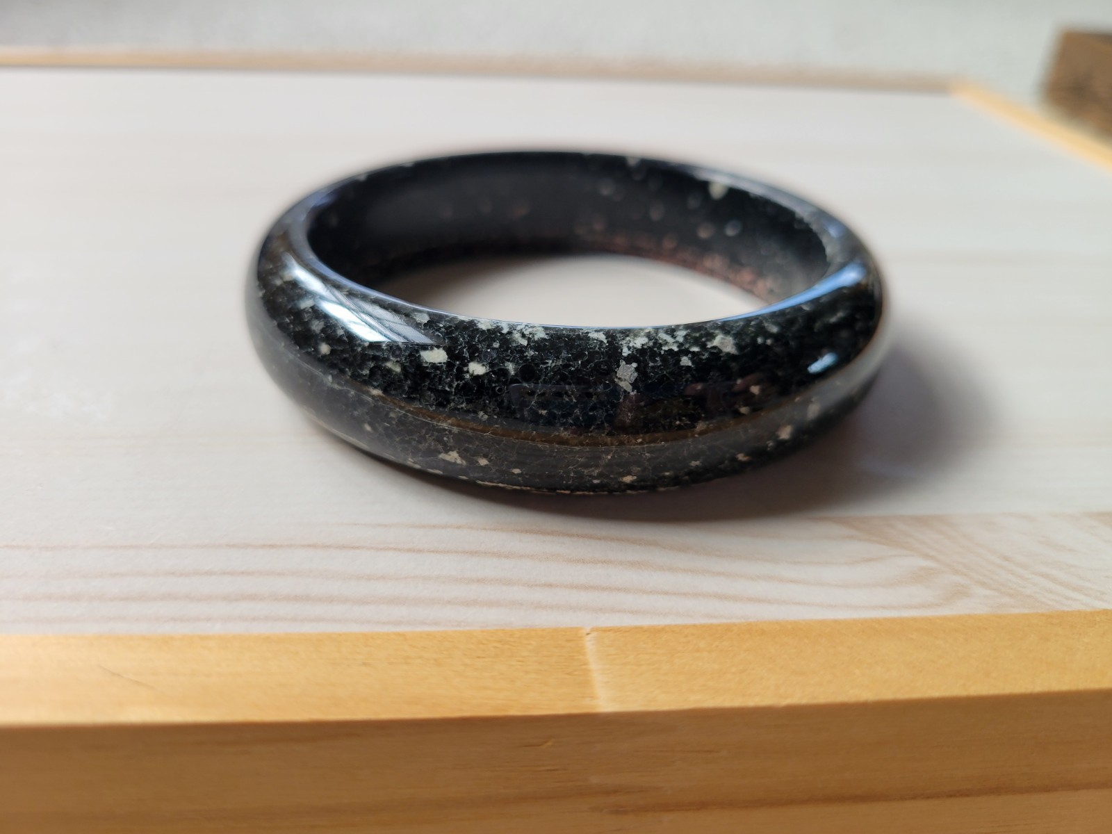 Natural Snowflake Obsidian Bangle inner Diameter 60mm-61mm Black