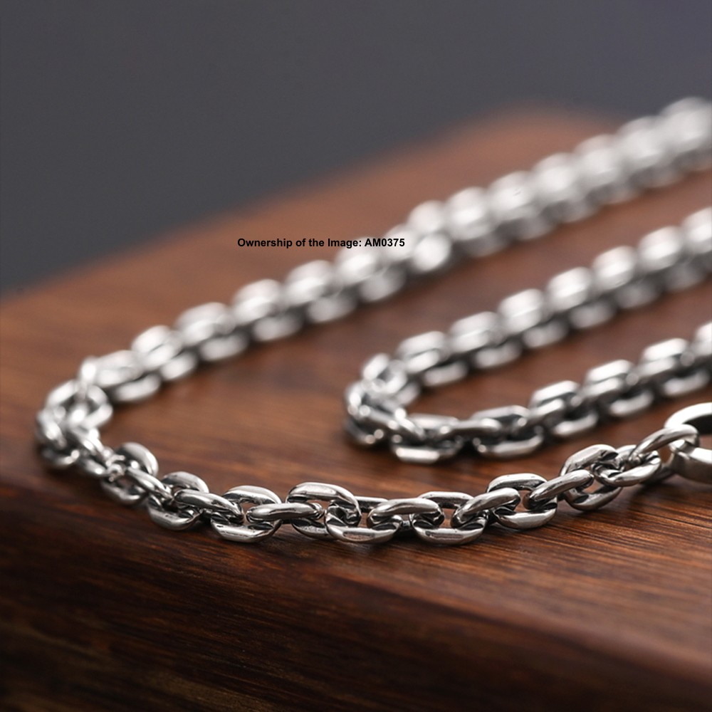 Pure 925 Sterling Silver Necklace – 4mm Cable Link Chain Necklace 50-70cm